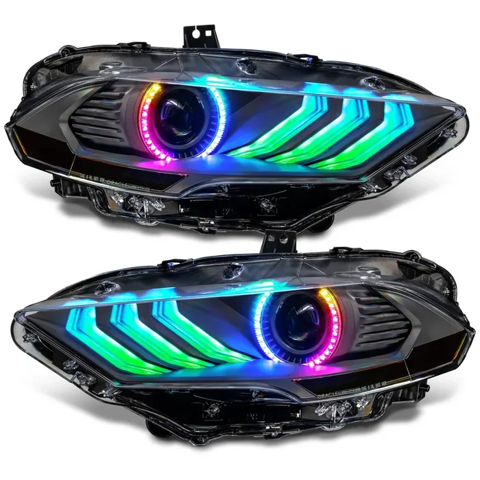 Oracle LED Projector Headlights Ford Mustang S550 (2018-2023) RGB Colorshift w/ Sequential Signal 8204-332