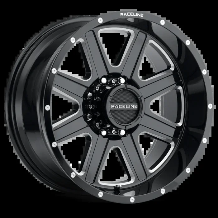 Raceline 940M Hostage 20x10in / 8×170 BP / -19mm Offset / 125.2mm Bore – Black & Milled Wheel