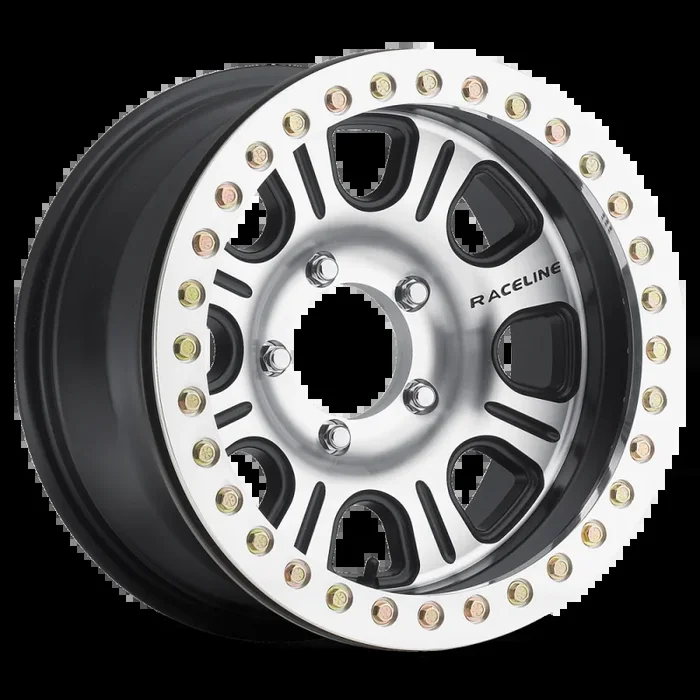 Raceline RT232 Monster 17×8.5in/8×170 BP/-25mm Offset/130.81mm Bore – BLK & Machined Beadlock Wheel