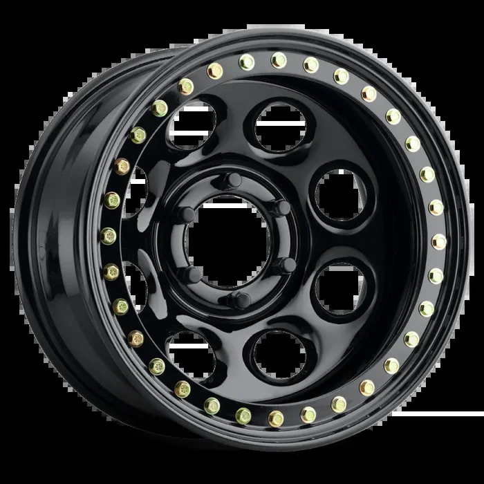 Raceline RT81 Rock 8 15x8in / 6×139.7 BP / -19mm Offset / 107.95mm Bore – Gloss Black Beadlock Wheel