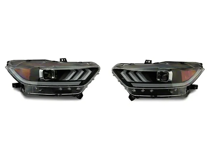 Raxiom Projector Headlights Ford Mustang S550 (15-23) [White Tri-Bar LED DRL] Factory HID or LED