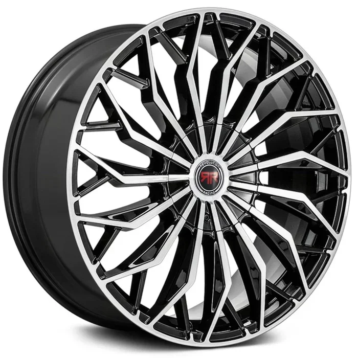 Revolution Racing RR27 Gloss Black w/ Machined Spoke Faces 20×8 | 5×110/5×114.3 (RR27-208511014+40BM)