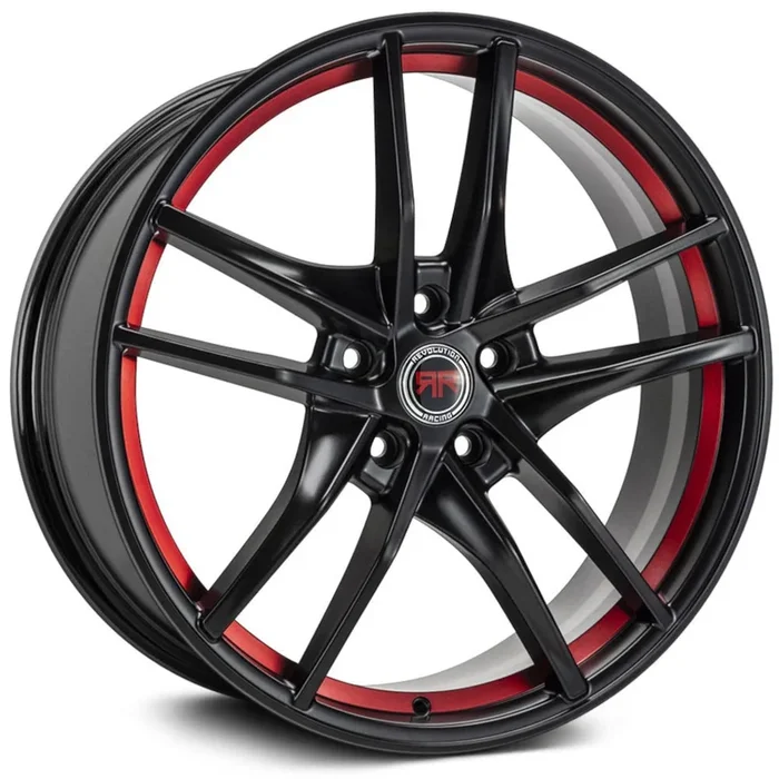 Revolution Racing RR28 Gloss Black w/ Machined Red Undercut 17×7.5 | 5×114.3 (RR28-1775514+40BRR)