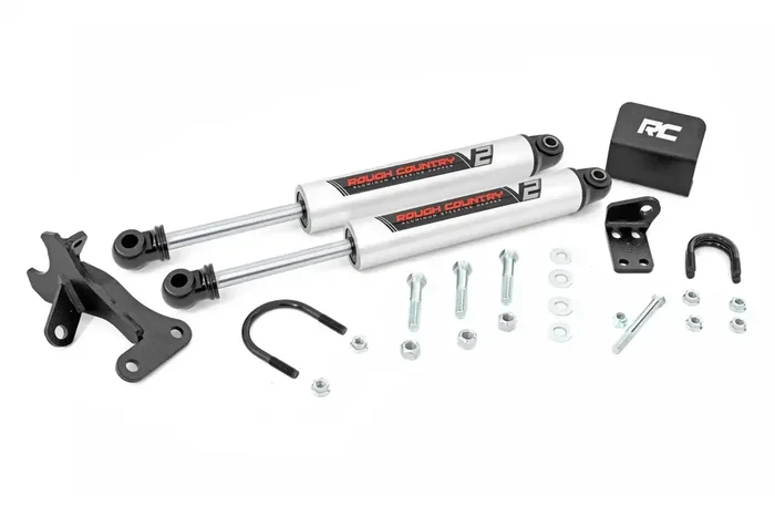 Rough Country 8749670 – Steering Stabilizer Incl. [2] V2 Stabilizers Brackets Hardware