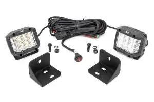 Rough Country LED Kit 3 in. Rear-Facing Lower Dual Row Die Cast Aluminum Housing Premium Wiring Harness w/On/Off Switch 13500 Lumens Of Lighting Power IP67 Waterproof – 71024