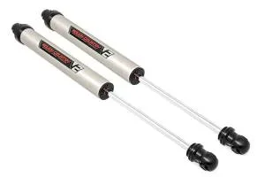 Rough Country V2 Shock Absorbers Nitrogen Charged Monotube Design 46 mm. High-Flow Piston T6061 Brushed Aluminum Body 36kN Tensile Strength Pair – 760738_N