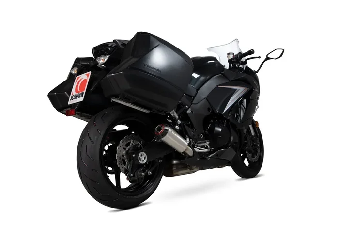 Scorpion PKA109SEO Kawasaki Z1000 SX Red Power Slip-On Exhaust (Pair) – Brushed Stainless Steel Sleeve