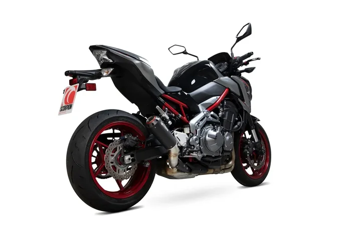 Scorpion PKA114BCER Kawasaki Z900 Red Power Slip-On Exhaust – Black Ceramic Coated Sleeve