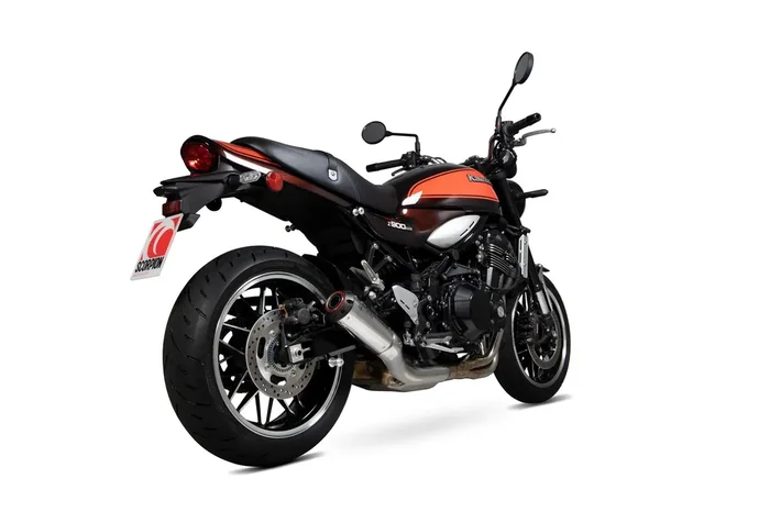 Scorpion PKA123SEO Kawasaki Z900 RS Red Power Slip-On Exhaust – Polished Stainless Steel Sleeve
