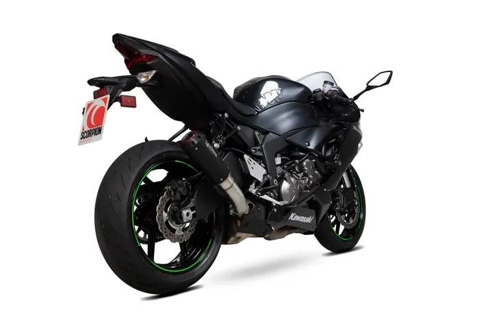 Scorpion PKA129BCER Kawasaki Red Power Slip-On Exhaust – Black Ceramic Coated Sleeve (Ninja ZX-6R / Ninja ZX-636)