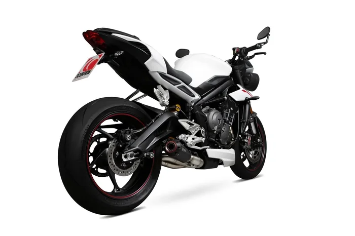 Scorpion PTR87BCER Triumph Street Triple 765 Red Power Slip-On Exhaust – Black Ceramic Coated Sleeve