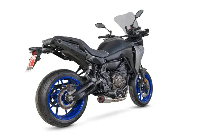 Scorpion PYA124SYSSEO Yamaha Tracer 7 Red Power Full Exhaust System – Brushed Stainless Steel Sleeve