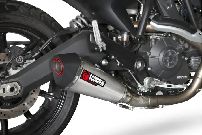 Scorpion RDI62SEO Ducati Scrambler 800 Serket Taper Slip-On Exhaust – Brushed Stainless Steel Sleeve