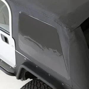 Smittybilt Bowless Combo Top w/Tinted Windows Marine Grade Durable Vinyl Coated Soft Top OEM Diamond Style Fabric 30ml DOT Tinted Glass Black – 9973235