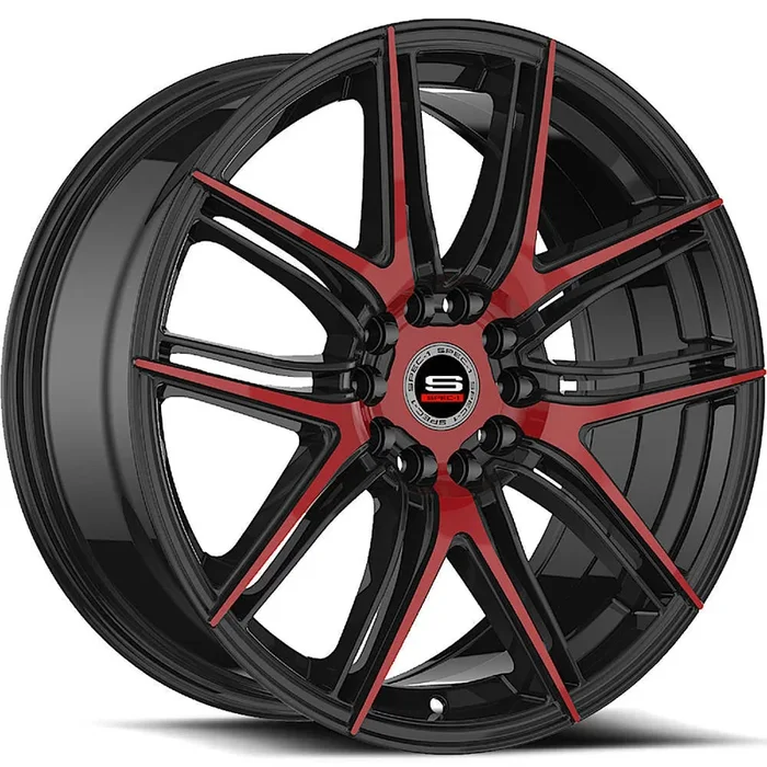 Spec-1 Wheels SP-56 Gloss Black w/ Red Machined Spoke Faces 17×7.5 | 5×100/5×114.3 (SP-5617752342GBR)