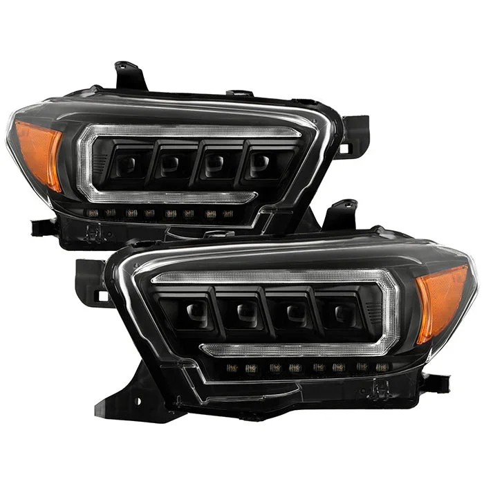 Spyder LED Projector Headlights Toyota Tacoma (16-22) Halogen Model [Apex Series – Sequential LED Turn Signal] Black or Chrome