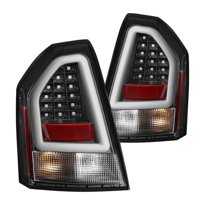 Spyder V2 LED Tail Lights Chrysler 300C (05-07) Black w/ Light Bar