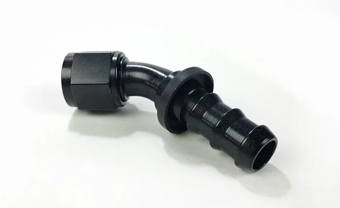 System1 Designs -10AN Black Anodized Finish 45 Degree Socketless Push Lock Hose End (5470)