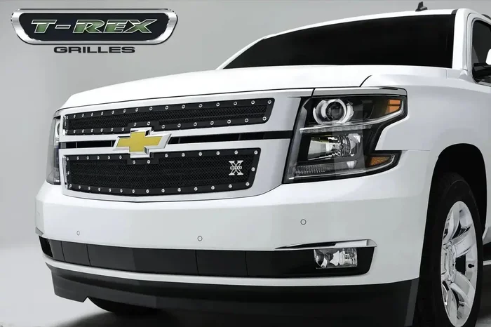 T-Rex Grilles 6710551 X-METAL Series – Studded Main Grille ALL Black 2 Pc Style