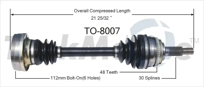TRAKMOTIVE TO-8007 NEW CV AXLE