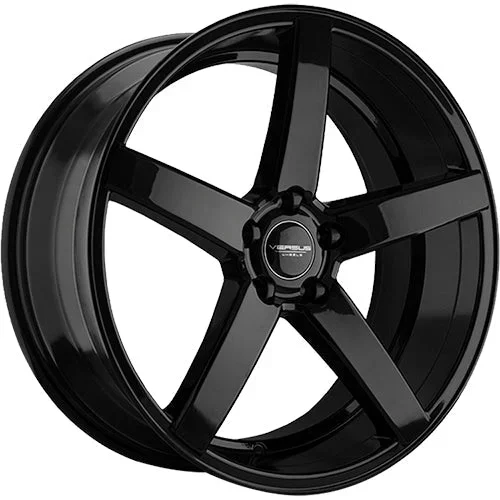 Versus Racing VS542 Black w/Machined Spoke Faces and Outer Lip Ring 17×7.5 | 5×114.3 (VS54217755114+40BMF)