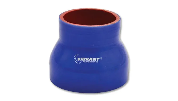 Vibrant 4 Ply Reinforced Silicone Transition Connector – 3.25in I.D. x 3.5in I.D. x 3in long – Blue (2835B)