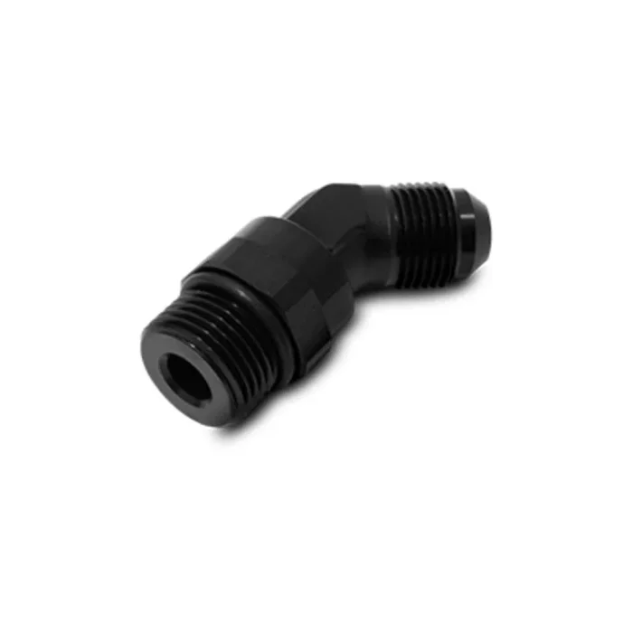Vibrant Performance -6AN Male Flare to Male -6AN ORB Swivel 45 Degree Adapter Fitting – Anodized Black (16940)