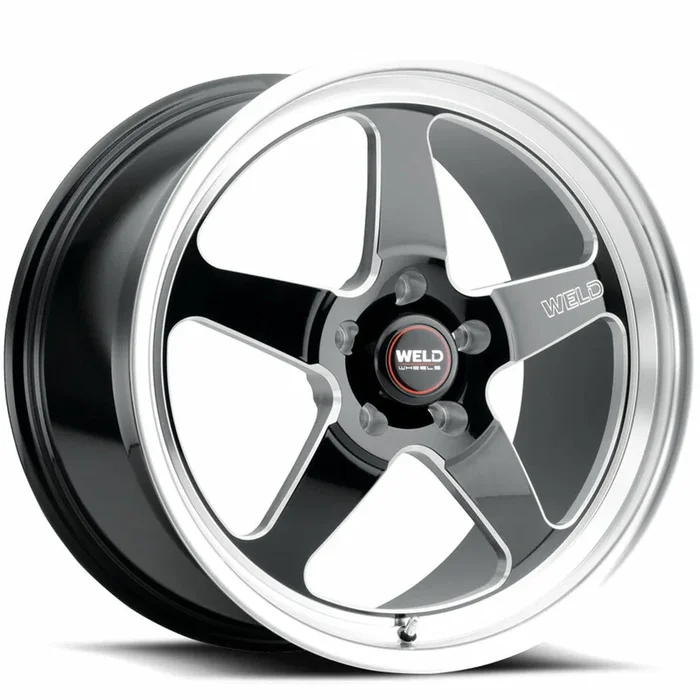 Weld Wheels Ventura Gloss Black with Milled Spoke Windows and Polished Lip 20×9 | 5×120 (S10409021P38)