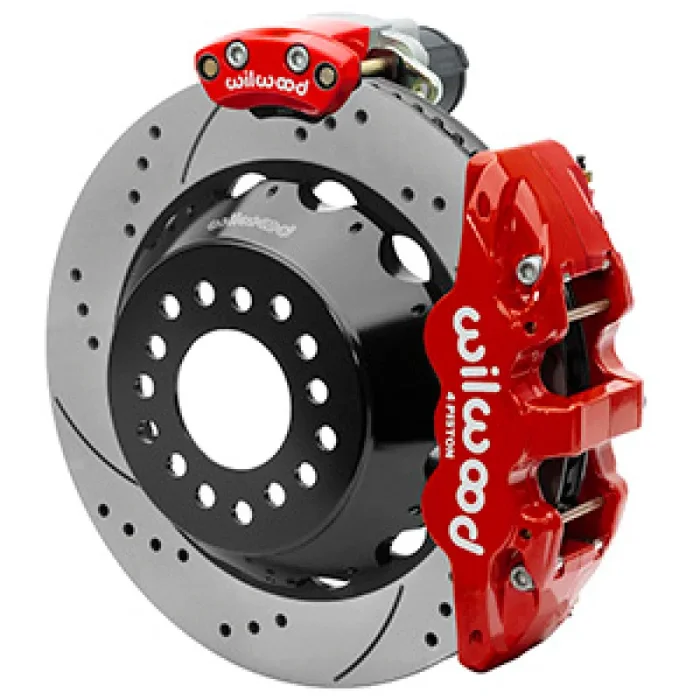 Wilwood AERO4 Big Brake Rear Electronic Parking Brake Kit – Red – Powder Coat Caliper – D/S Rotor