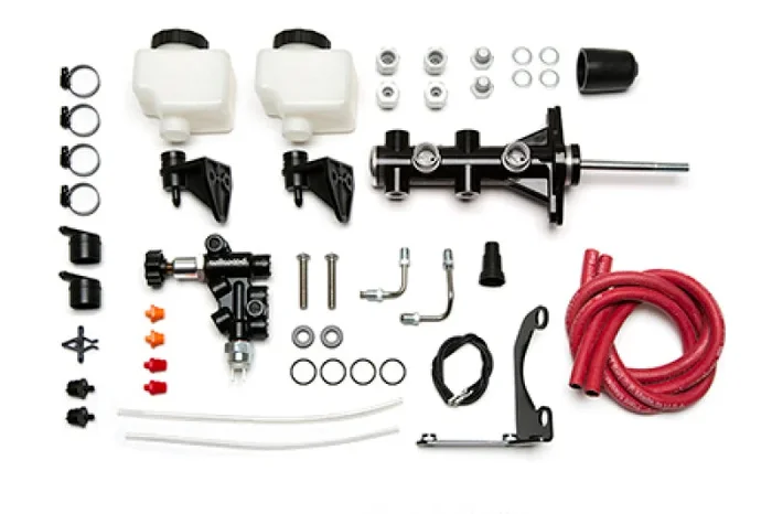 Wilwood Remote Tandem M/C – 1.12in Bore – w/Bracket and Valve (Pushrod) – Black