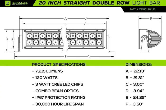 ZROADZ Off Road Products Z325661-KIT FORD F150-RAPTOR Front Bumper LED Light Bar Kit